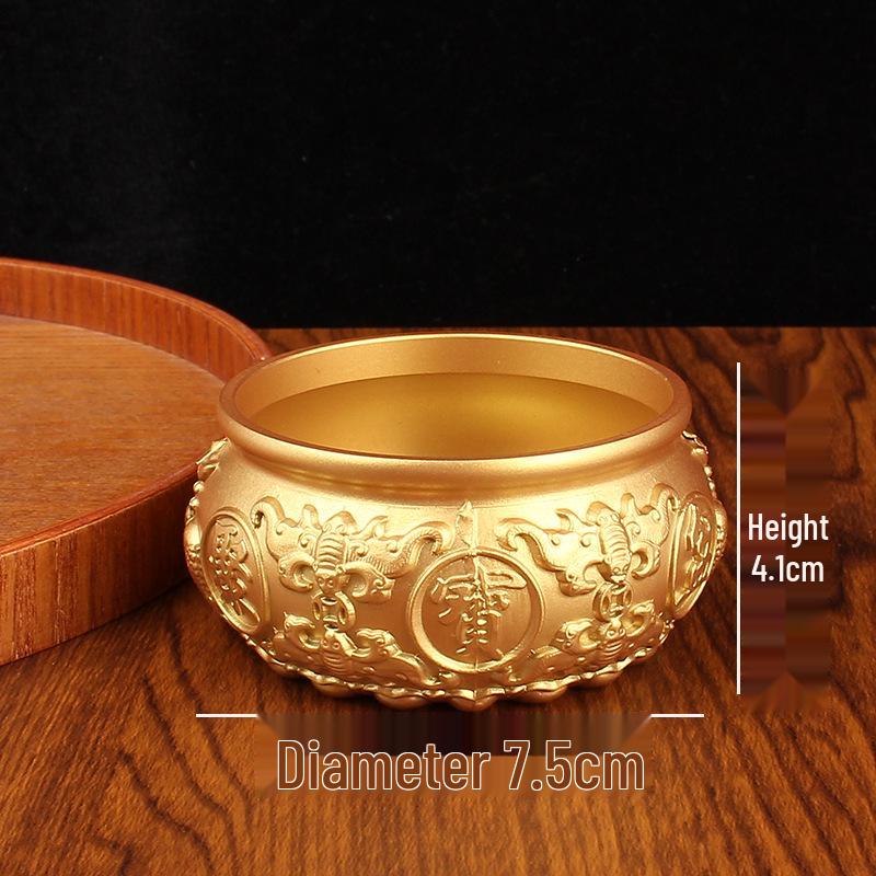 

Орнамент «Горшок богатства» из цельной латуни с маленькими золотыми слитками