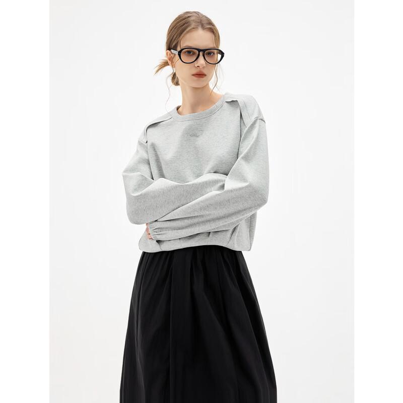 ELLE French Pleated Round Neck Sweatshirt