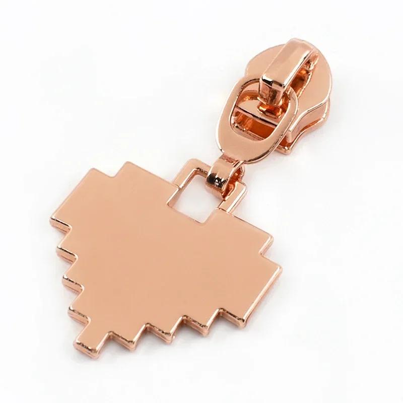 Meetee 5-50 Stück 5# Nylon Reißverschlussanhänger Kleidung Taschen Reißverschlüsse Reparatur Schieber für Plastikreißverschlüsse Herz Reißverschlusskopf Griff Nähzubehör