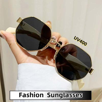 High Quality Polygonal Metal Sunglasses Unisex UV Protection Outdoor Driving Travel Eye Protection Shades Eyewear