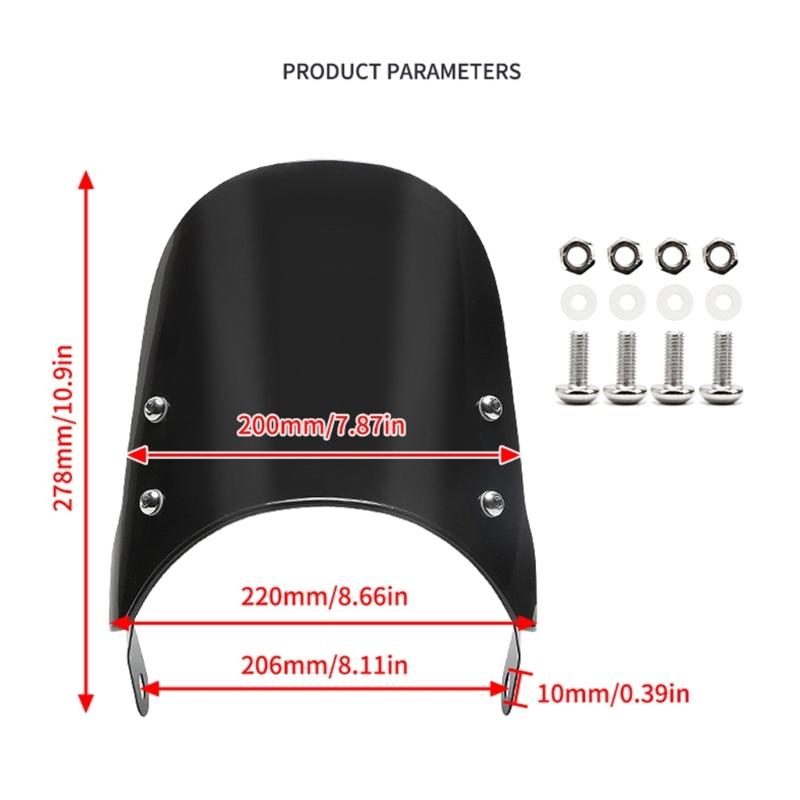 Motorcycle Wind Deflector Universal Motorcycle Modified Windshield Windscreen Easy Intallation for 5-7 Inch Headlights