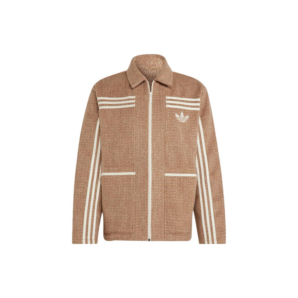 Adidas Originals Trefoil Logo Zip-Up Collared Jacket Men Jackets Brown IB3424