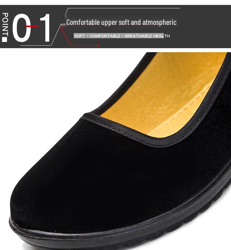 2024 Summer Non-slip Soft Sole Breathable Black Shoes for Work and Dance