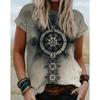 Women Summer T Shirt Retro Fashion Short Sleeve Tees Casual Gradient Printed  Tops