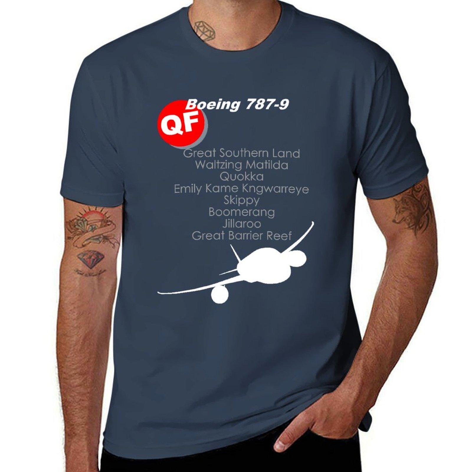

Футболка QANTAS B787-9 Names мужская хлопковая футболка для мужчины футболка с графическим принтом Футболка S