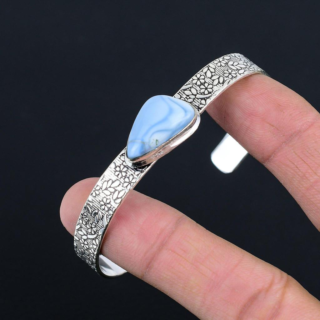 Sisters Day Deal Sterling Silver Natural Owyhee Blue Opal Mother Bangle Jewelry