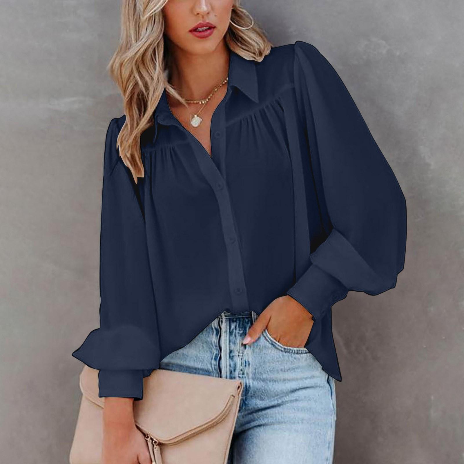 

Women s Casual Loose Fit Shirt White Lapel Ling Sleeve Button Down Blouse Spring Summer Female Clothing Office Lady Formal Blusa XXXL