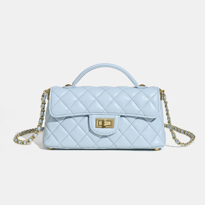 

2025 New Summer Versatile Women s Crossbody Small Square Bag Top Sheepskin One-Shoulder Diamond Plaid Small Fragrance Chain Bag 29CM