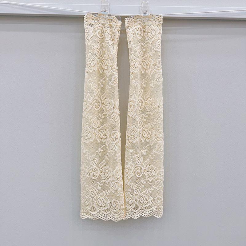 Summer Long Sleeves Women Lace Cycling Driving Arm Warmers Uv Protection Loose Cool Hand Sleeves Fashion Fingerless Gloves