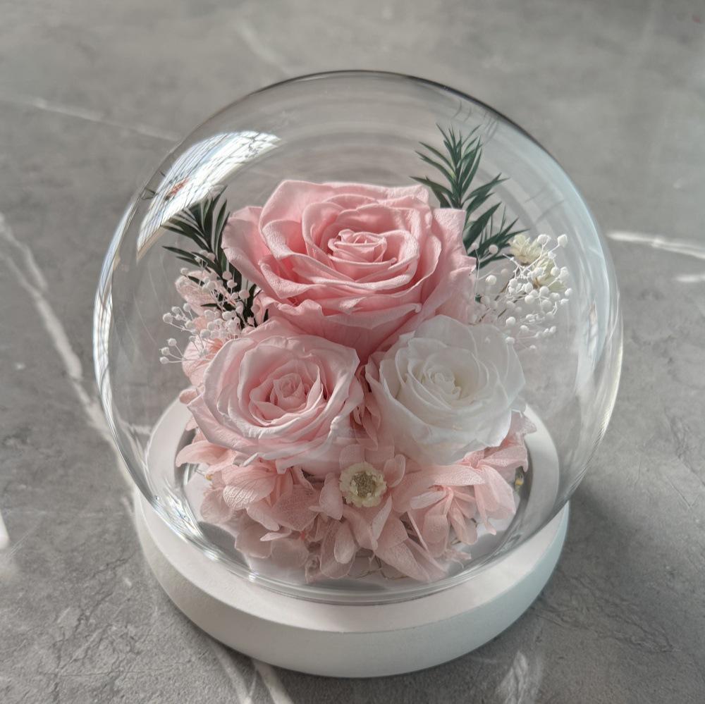 Preserved Flower Sphere: Rose & Sunflower Glass Dome Gift for Christmas & Valentine's Day