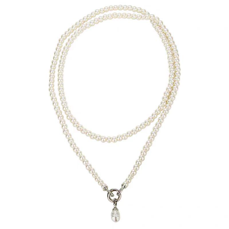 Elegante lange Perlenkette für Damen: Modische, vielseitige, mehrlagige Pulloverkette mit hochwertigem Anhänger für einen schicken und trendigen Look.