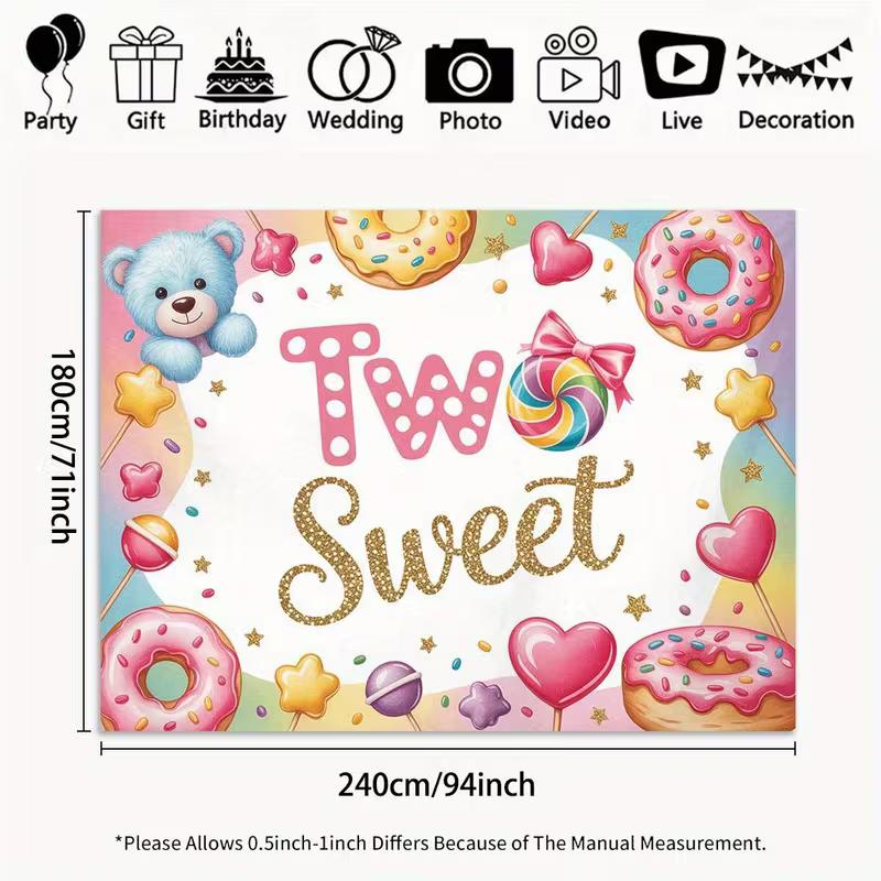2D Two Sweet 2nd Birthday Backdrop Donut Candy Theme