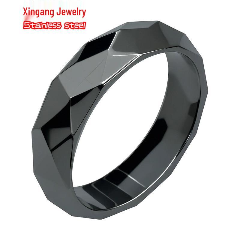 Unisex Black Hematite Magnetic Energy Rhombus Ring