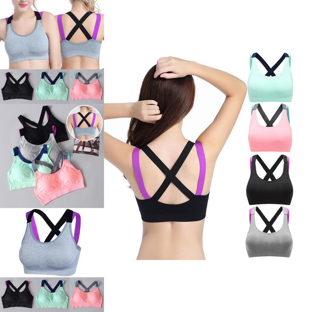 Lovely Push Up Sports Bra With Cross Straps For Yoga And Fitness Activities