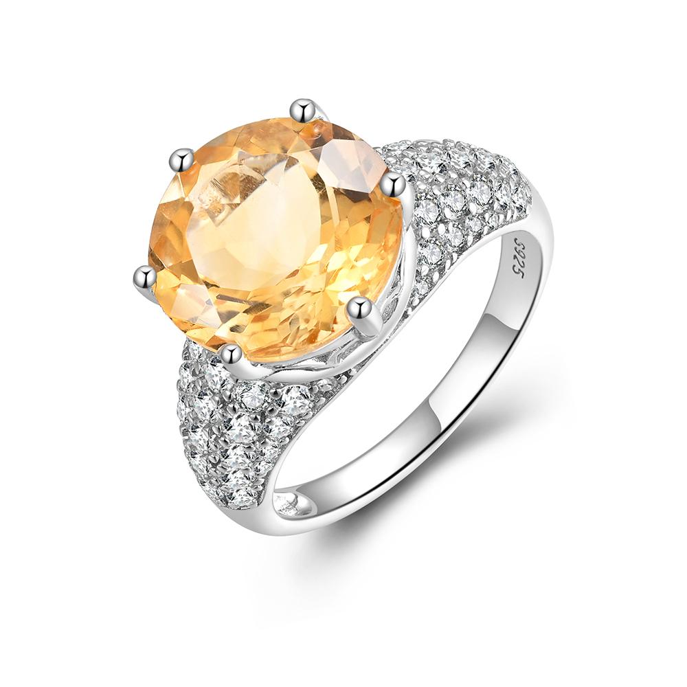 

TBJ, Большое натуральное круглое кольцо с цитрином 12,0 мм из стерлингового серебра 925 пробы, классический дизайн, изысканные украшения для женщин, подарки на юбилей, банкет US RING SIZE:9#