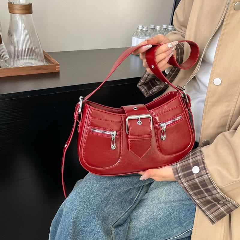 IELGY Niche Design Saddle Bag Simple Retro Underarm Bag