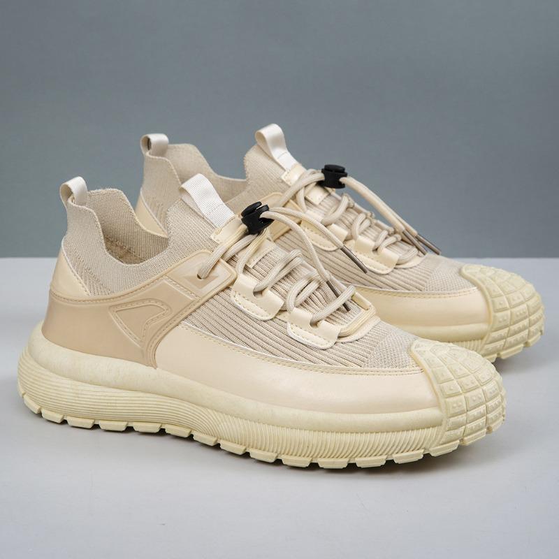 Men's Shoes New Autumn and Winter Breathable Casual Men's Driving Shoes Thick-soled Heightening Dad Shoes Flying Woven Mesh Trendy Shoes