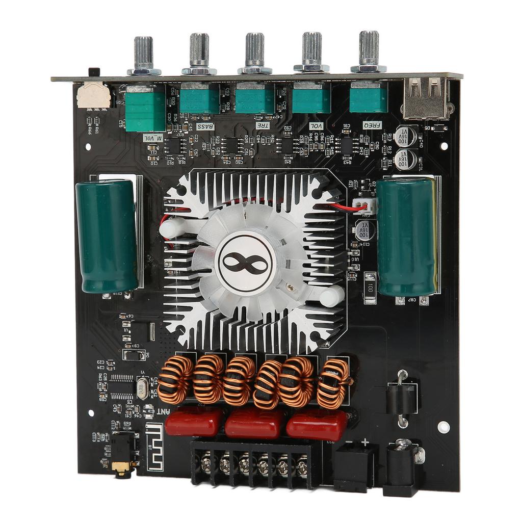 BT Power Amplifier Board Stereo 2.1 Channel Built in Cooling Fan USB Amplifier Board DC15‑36V