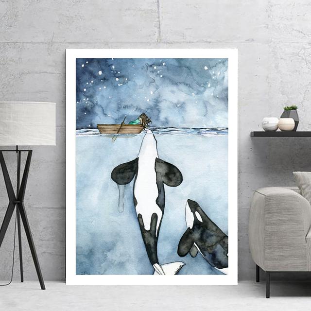 Abstract Animal Watercolor Whale Seascape Canvas Painting Posters and Prints Wall Art Pictures Cuadro Living Room Decor No Frame