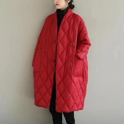 Plus Size Women's Autumn Winter Loose Casual Stand Collar Solid Printed Puffer Down Cotton Jacket Coat