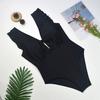 Wzburzyć Bikini Jednoczęściowy strój kąpielowy Kobiety Stroje kąpielowe Backless V-Neck Monokini Print Kostium kąpielowy