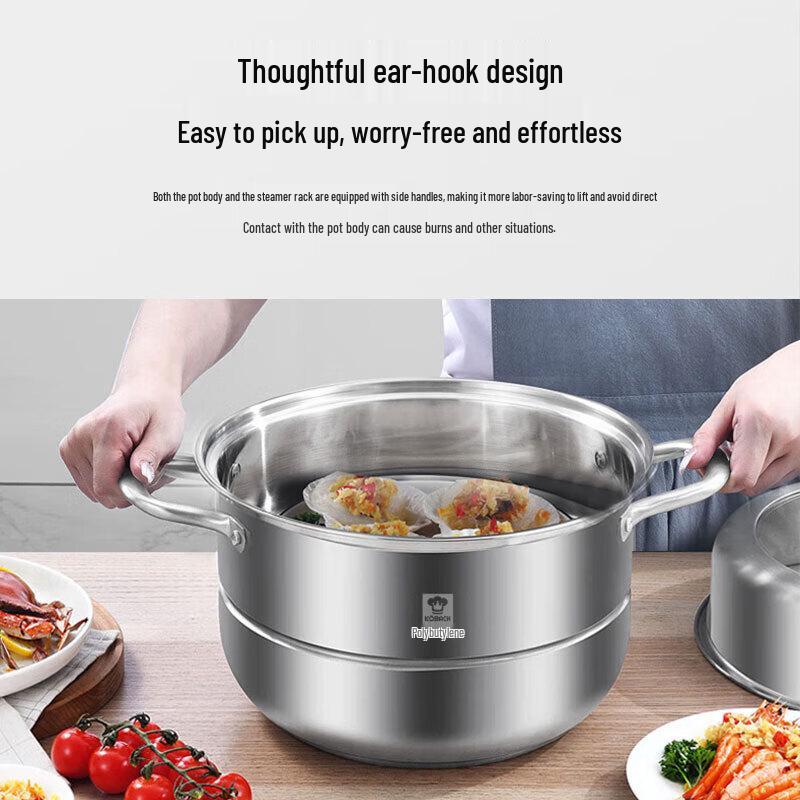 Kobach 28cm 304 Stainless Steel Multi-function Double-Layer Steamer
