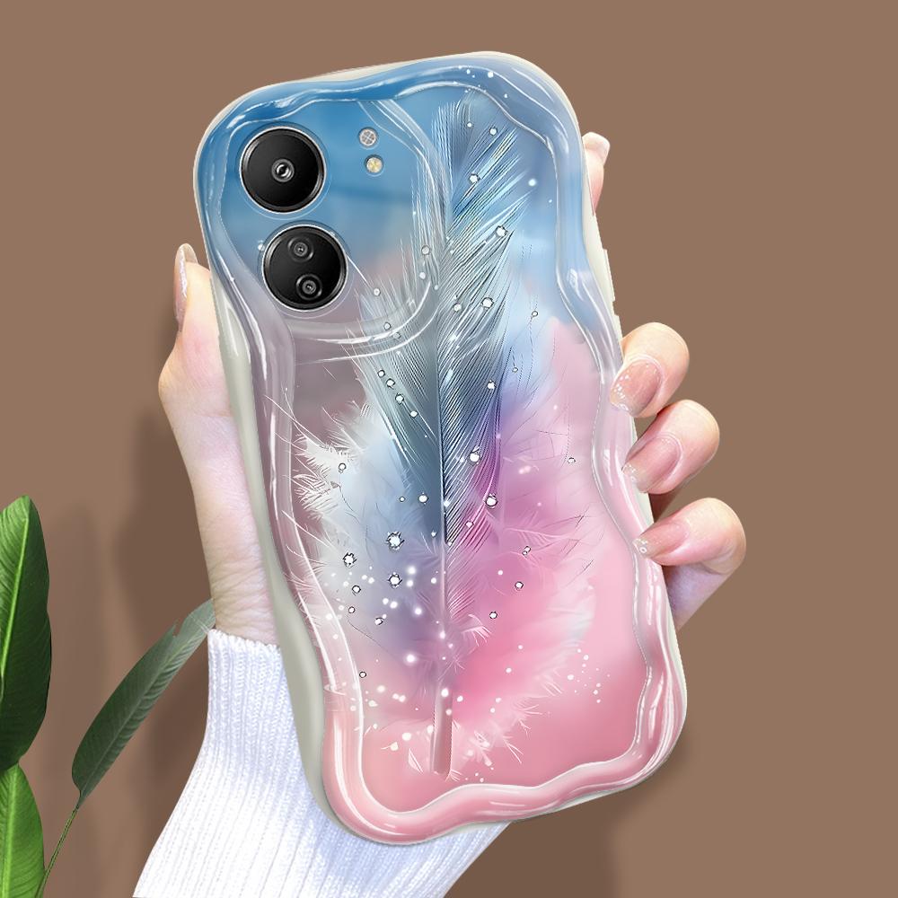 Cute Cartoon Pattern Cream Texture Casing Wavy Edge Soft Silicone Cover Phone Case for Xiaomi Redmi