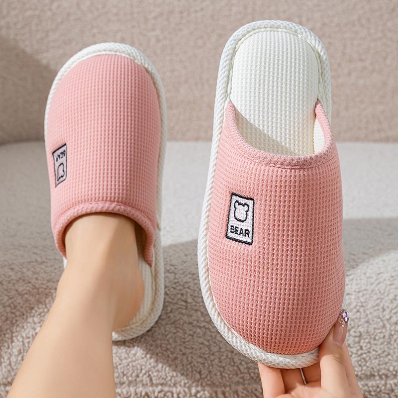 Linen slippers women's spring and autumn four seasons universal thick bottom cotton and linen mop summer indoor home home non-slip men