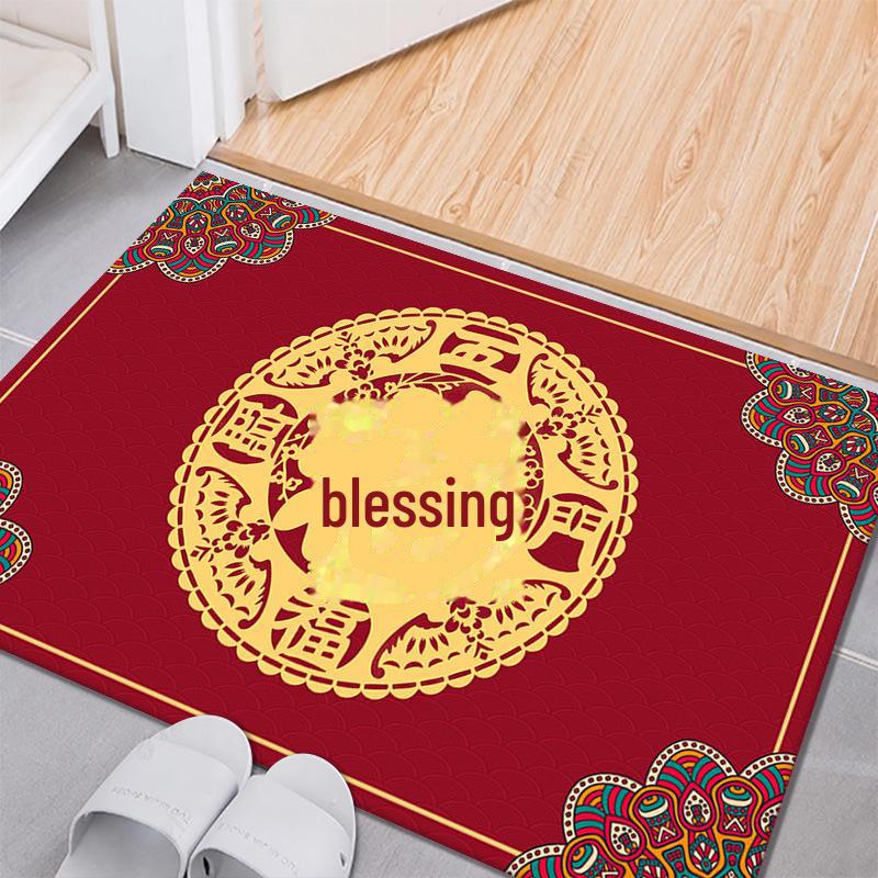 Festive Red Entryway Door Mat