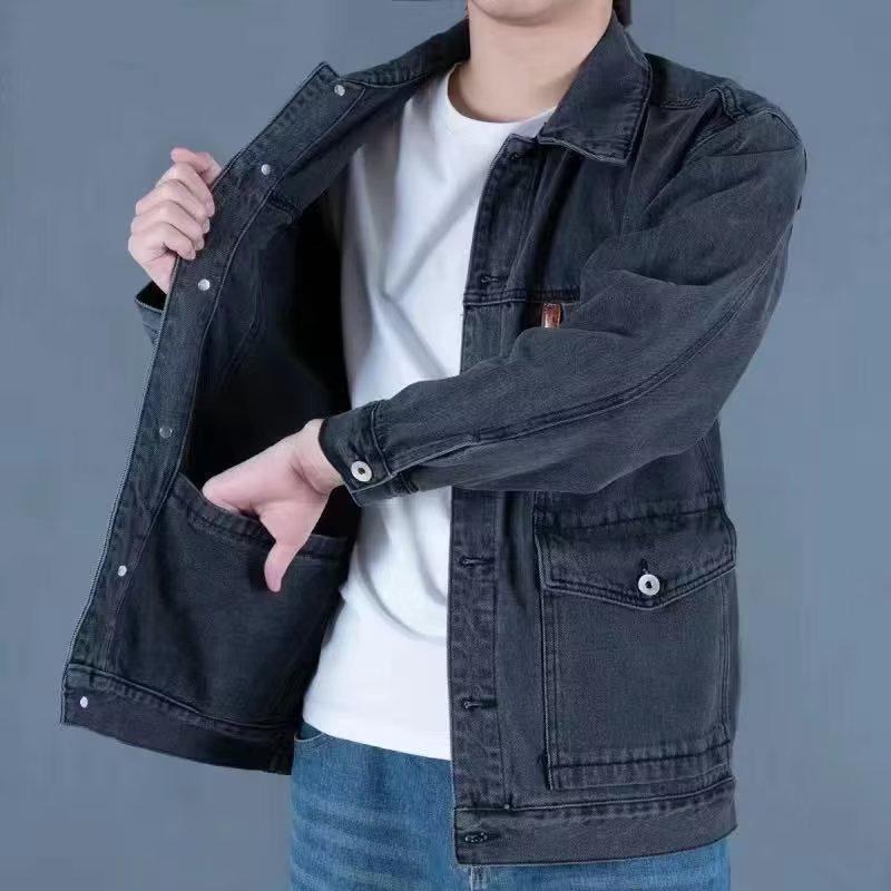 2023 Spring/Summer Men's Loose Denim Workwear Jacket - Large Sizes, Trendy Fall Fashion