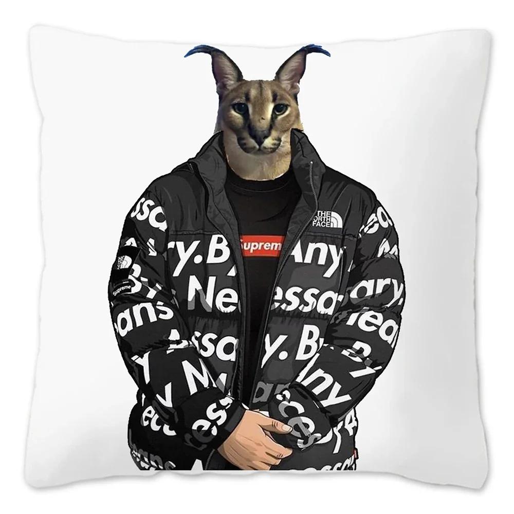 Capa de Almofada Meme Fofo Floppa 40x40 Decoração de Casa Dakimakura Engraçada Gato Caracal Capa de Almofada para Sala de Estar Housse De Coussin