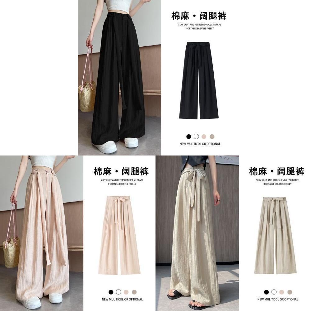Womens Casual Wide Leg Pants With White Strap Design For Summer Comfort