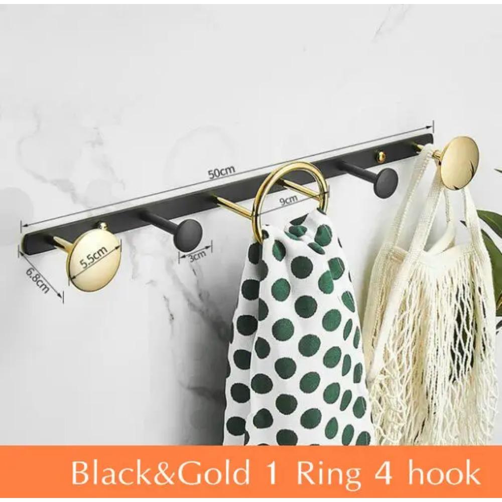 Brass Black and Gold Coat Hook Toilet Wall Mount Coat Rack Row Hook Door Hook Bathroom Accessories