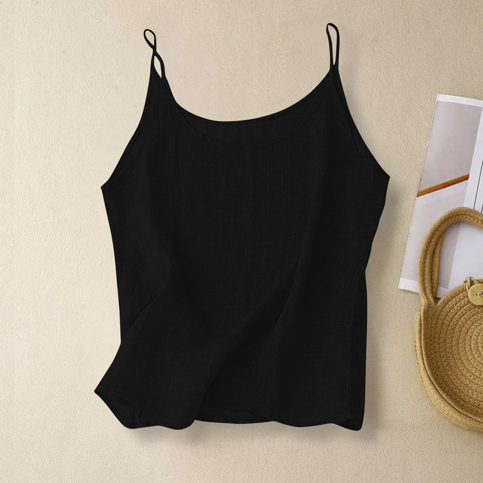 

Женский топ-комбинезон без рукавов с основой из хлопка и льна L чёрный