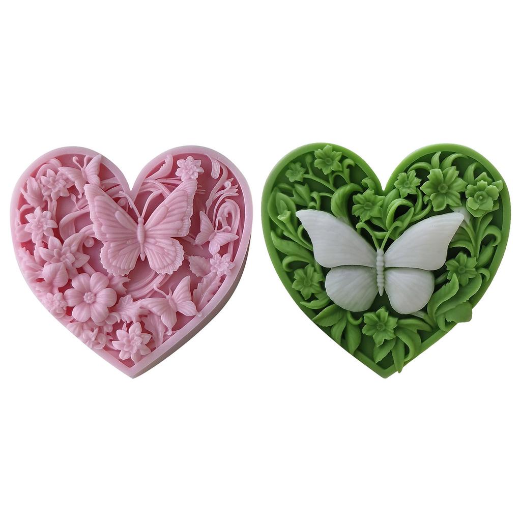 Flexible Silicone Mold Heart Butterfly Candle Molds Scented Aromatherapys Making Mould Handmade Desk Ornament Mould
