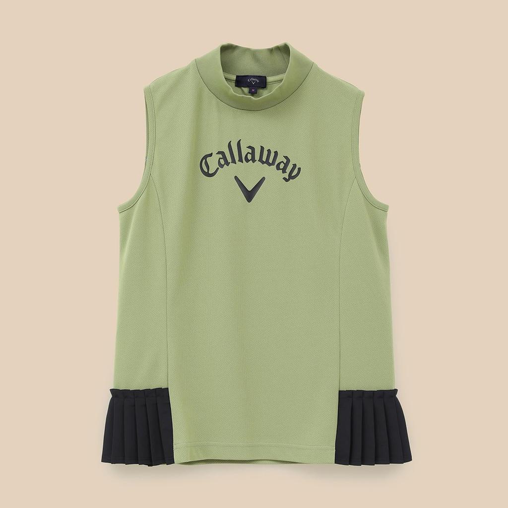 Callaway Sleeveless Mock Neck Shirt UV Golf Underwear C24134208 Women's (Brand Logo, Moisture-Wicking, Quick-Drying, Protection) / / 1181_Khaki
