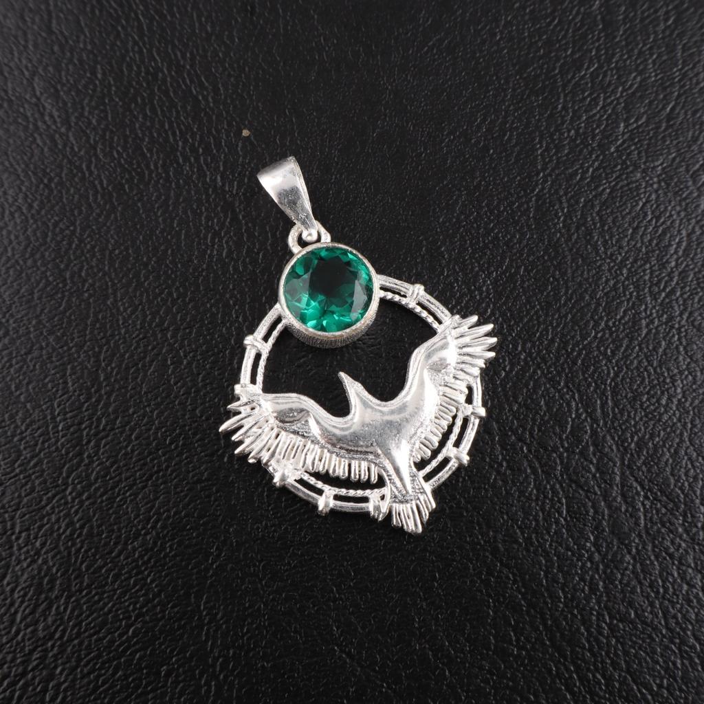 Chrome Diopside Gemstone 925 Sterling Silver Women Jewelry Unique Pendant 1.43" CP-38-1