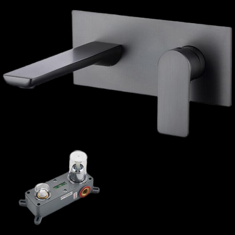 Gunmetal Gray Concealed Basin Faucet with Embedded Box