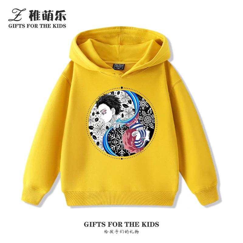 Sudaderas con capucha para niños con estampado de Demon Slayer, sudaderas informales de otoño/invierno para niños y niñas.