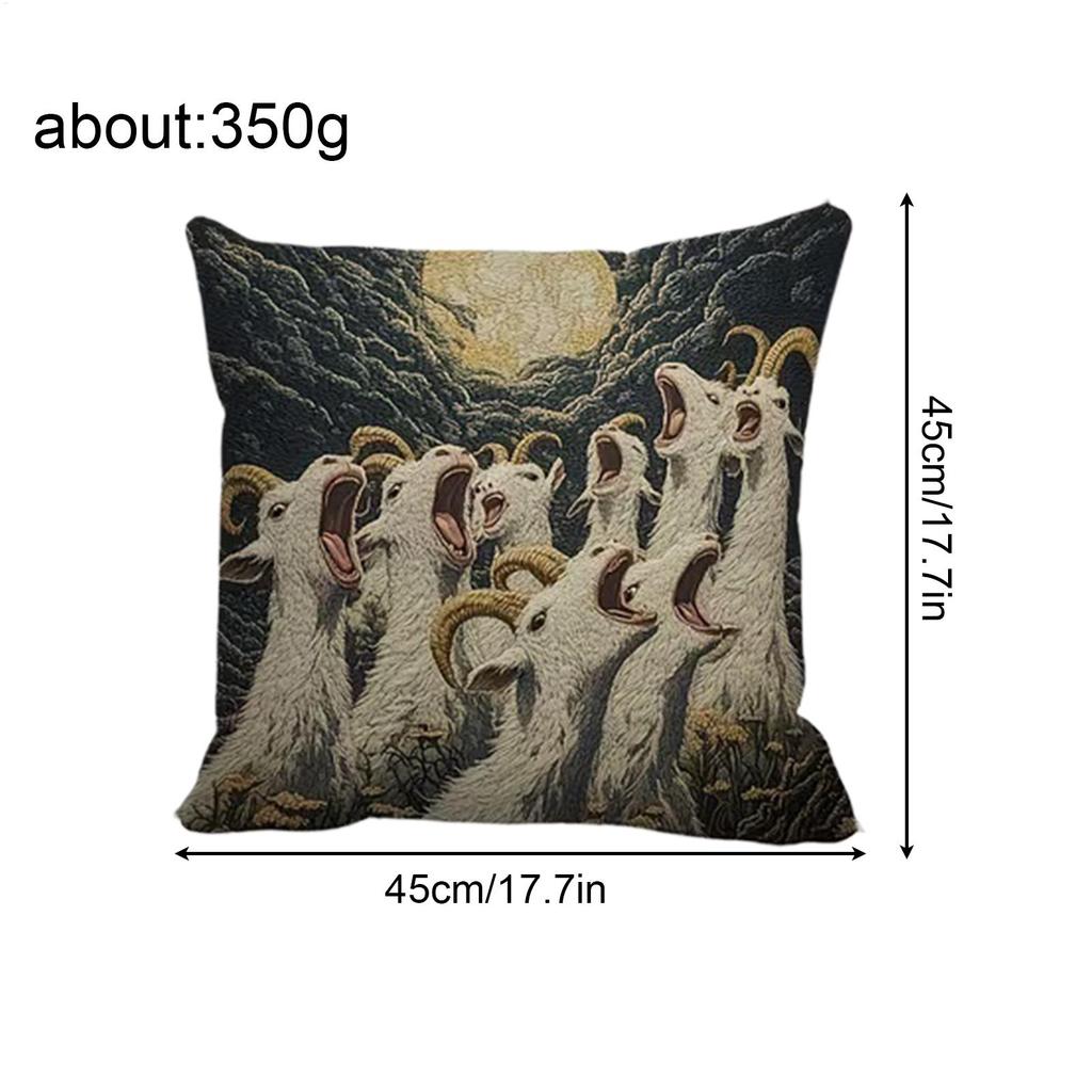 Pillow Covers 4 Pieces Goat Pattern Cushion Case Throw Pillow Case for Family Friends Sofa Living Room Bedroom Indoor Winter