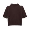 2025 Spring Women's Argyle Jacquard Knit Top with Turn-Down Collar and Short Sleeves