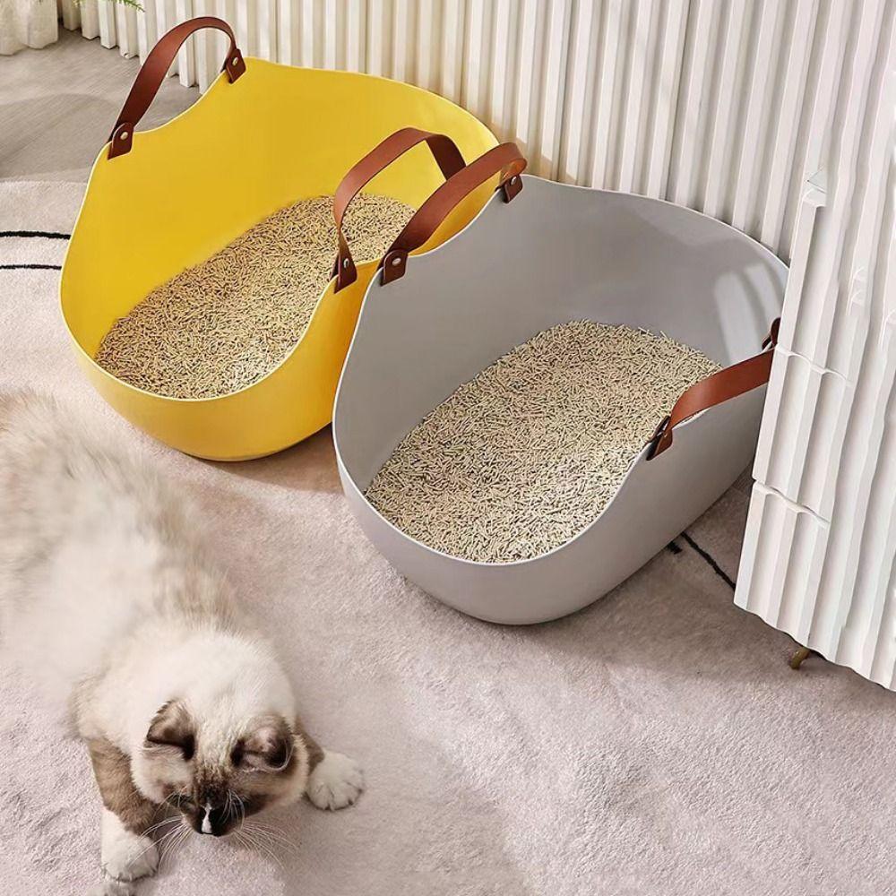 

with Handle Semi Enclosed Cat Litter Basin Labor Saving Cat Litter Pan Travel