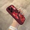Wine Red Flower Print Soft Phone Case For iPhone 17 16 15 Pro Max 14 15 Plus 13 12 11 16E XR X XS 8 7 Plus Air Shockproof Cover