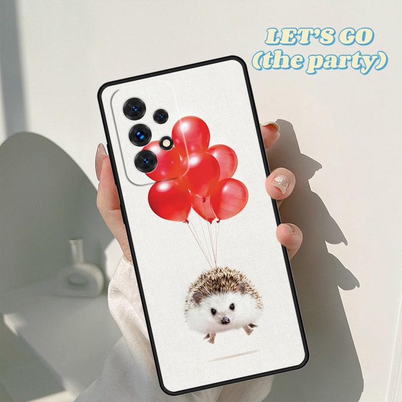 Hedgehog and Balloon Phone Case For Samsung Galaxy A42 A31 A40 A51 A71 A32 A80 A91 A52 A72 A73 A20e A21S A50 A70 A11 A12 Cover