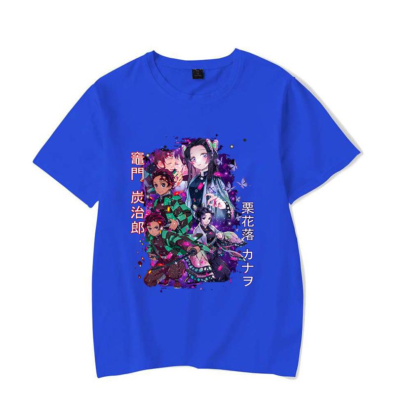 New Fashion Kamado Tanjirou Tsuyuri Kanao Print T-Shirt Casual Short Sleeve Anime Graphic Tee Shirt Unisex Loose Harajuku Shirts