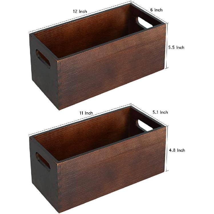 Wood Open Storage Boxes Mail Organizer Bins Letter Holder Box Rustic Wooden Boxes for Storage Nesting Storage Box Set 2