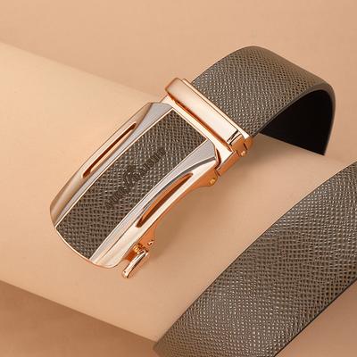 Men's New Genuine Leather Belt Fashionable and Versatile Business Leather Automatic Buckle Belt Middle Aged and Young People's Simple Jeans Belt