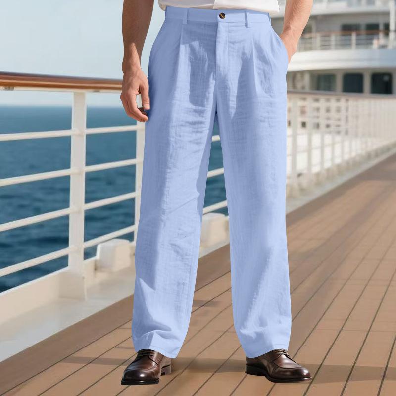 

Autumn Linen Men s Oversized Casual Business Trousers XXXL світло-синій колір