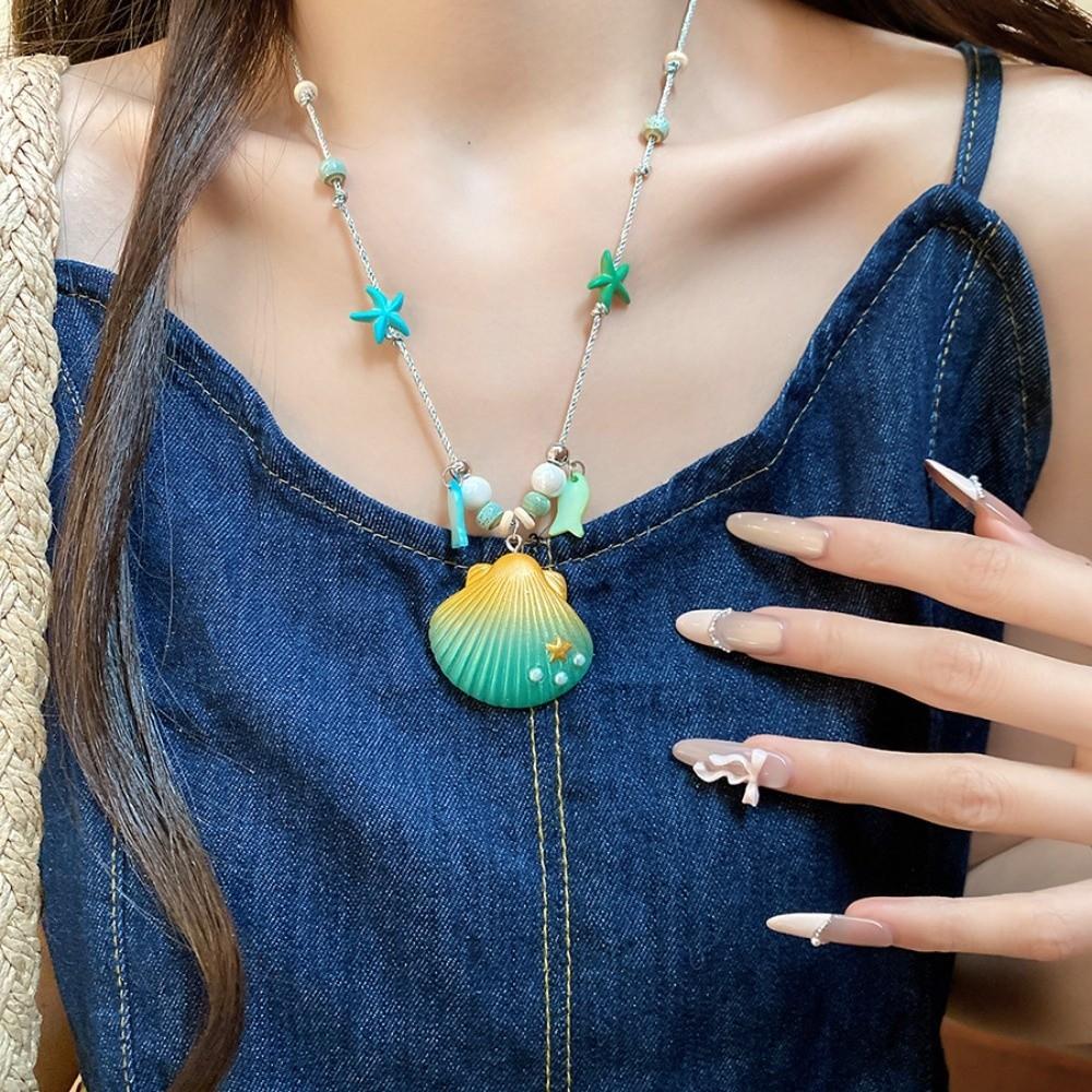 Bohemian Starfish Shell Necklace Beach Surfer Summer Clavicle Chain Summer Starfish Choker  Gift