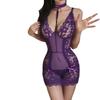 Large size erotic underwear high-end stunner lace perspective temptation suspender hip nightdress sexy pure desire mesh uniform